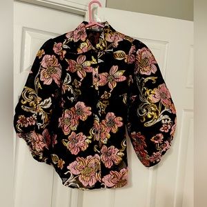 Gold and pink puff sleeve